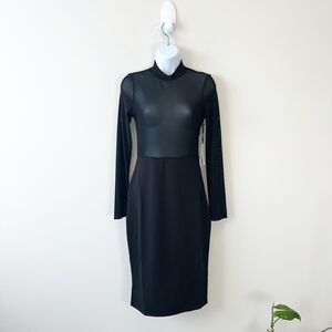 Iris Dress Los Angeles Black Long Sleeve Bodycon Dress Sheer Mesh Small NWTs